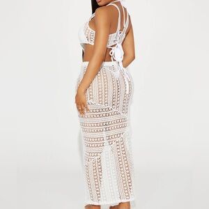 Crochet Cover Up Skirt Set - Ivory